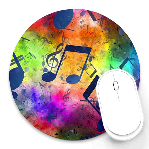 Music Texture, Grunge Music Background Round Mousepad from ArtsNow.com Front