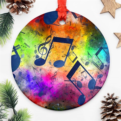 Music Texture, Grunge Music Background Ornament (Round) from ArtsNow.com Front