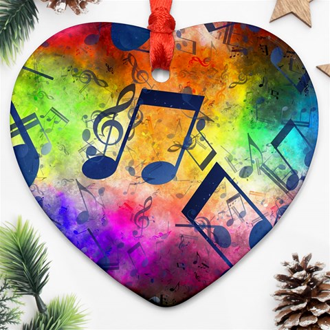 Music Texture, Grunge Music Background Ornament (Heart) from ArtsNow.com Front