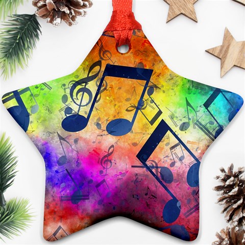 Music Texture, Grunge Music Background Ornament (Star) from ArtsNow.com Front