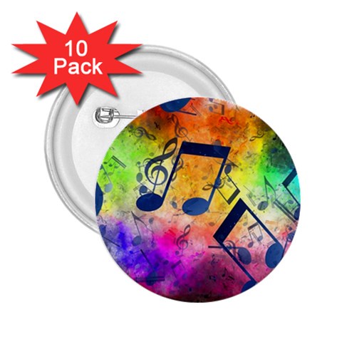 Music Texture, Grunge Music Background 2.25  Buttons (10 pack)  from ArtsNow.com Front