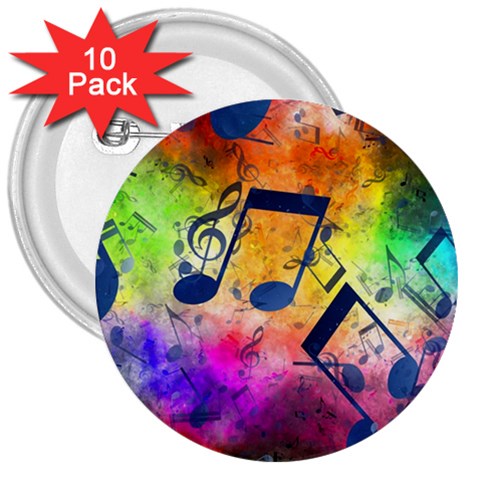 Music Texture, Grunge Music Background 3  Buttons (10 pack)  from ArtsNow.com Front