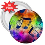 Music Texture, Grunge Music Background 3  Buttons (10 pack) 