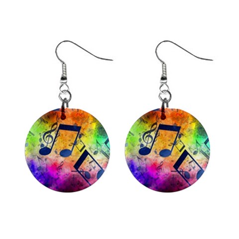 Music Texture, Grunge Music Background Mini Button Earrings from ArtsNow.com Front