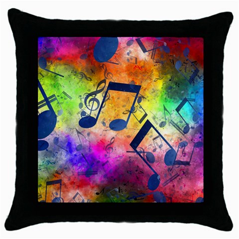 Music Texture, Grunge Music Background Throw Pillow Case (Black) from ArtsNow.com Front