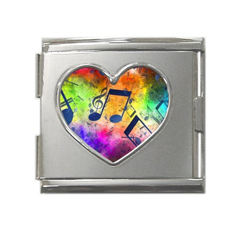 Music Texture, Grunge Music Background Mega Link Heart Italian Charm (18mm) from ArtsNow.com Front