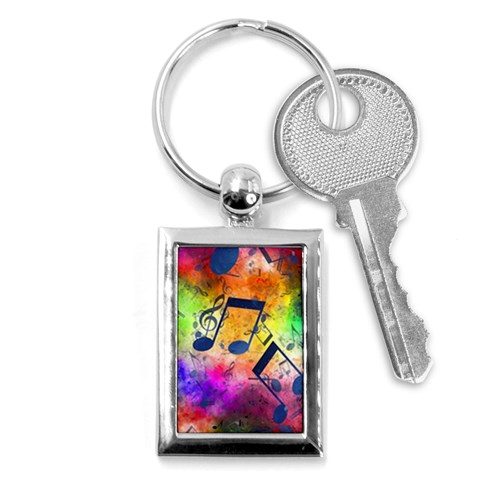 Music Texture, Grunge Music Background Key Chain (Rectangle) from ArtsNow.com Front