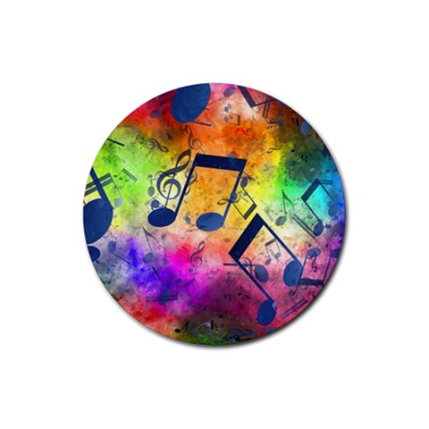 Music Texture, Grunge Music Background Rubber Coaster (Round) from ArtsNow.com Front