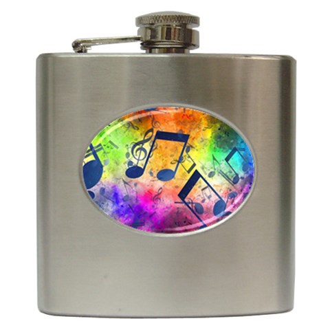 Music Texture, Grunge Music Background Hip Flask (6 oz) from ArtsNow.com Front