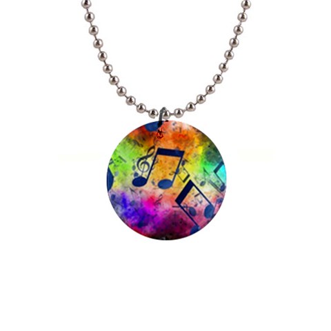 Music Texture, Grunge Music Background 1  Button Necklace from ArtsNow.com Front