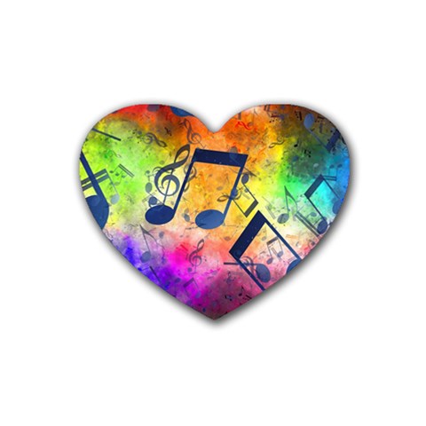 Music Texture, Grunge Music Background Rubber Heart Coaster (4 pack) from ArtsNow.com Front