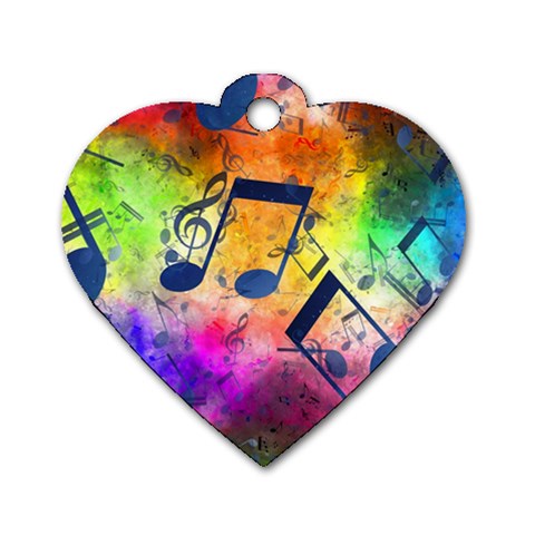 Music Texture, Grunge Music Background Dog Tag Heart (One Side) from ArtsNow.com Front