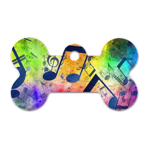 Music Texture, Grunge Music Background Dog Tag Bone (Two Sides) from ArtsNow.com Front