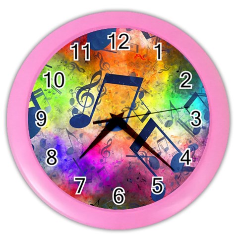 Music Texture, Grunge Music Background Color Wall Clock from ArtsNow.com Front