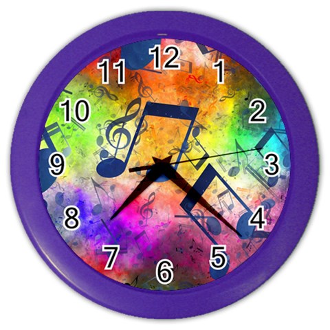 Music Texture, Grunge Music Background Color Wall Clock from ArtsNow.com Front