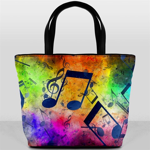 Music Texture, Grunge Music Background Bucket Bag from ArtsNow.com Front