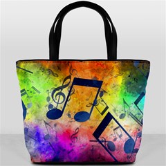 Music Texture, Grunge Music Background Bucket Bag from ArtsNow.com Front