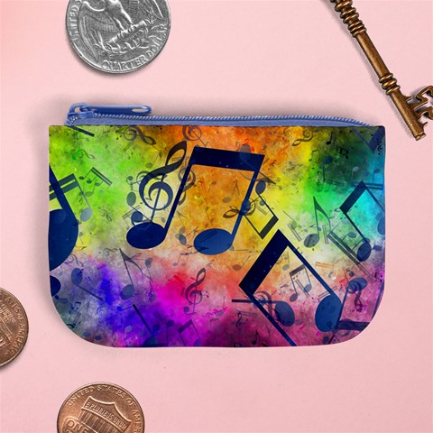 Music Texture, Grunge Music Background Mini Coin Purse from ArtsNow.com Front