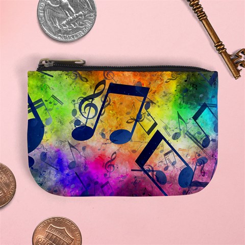 Music Texture, Grunge Music Background Mini Coin Purse from ArtsNow.com Front