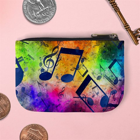 Music Texture, Grunge Music Background Mini Coin Purse from ArtsNow.com Back