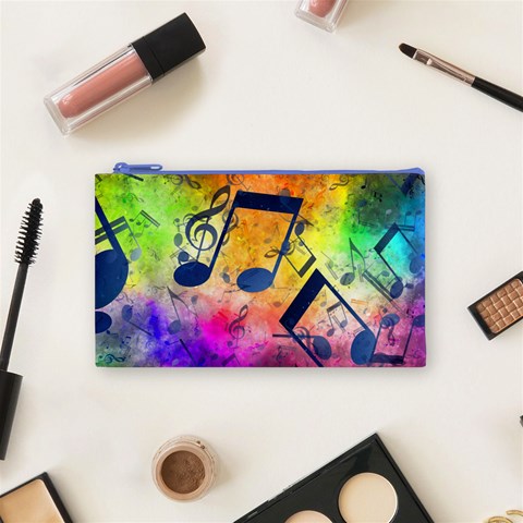 Music Texture, Grunge Music Background Cosmetic Bag (Small) from ArtsNow.com Front