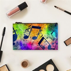 Music Texture, Grunge Music Background Cosmetic Bag (Small) from ArtsNow.com Front