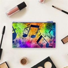 Music Texture, Grunge Music Background Cosmetic Bag (Small) from ArtsNow.com Back