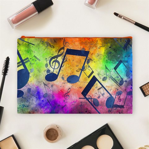 Music Texture, Grunge Music Background Cosmetic Bag (Large) from ArtsNow.com Front