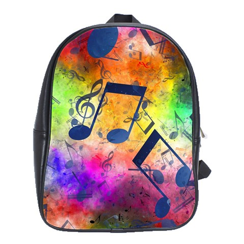 Music Texture, Grunge Music Background School Bag (Large) from ArtsNow.com Front