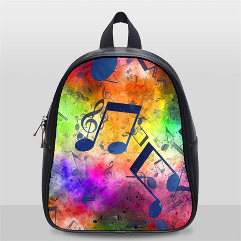 Music Texture, Grunge Music Background School Bag (Small) from ArtsNow.com Front