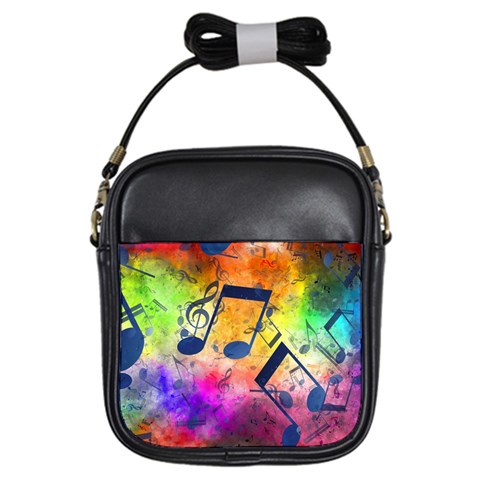 Music Texture, Grunge Music Background Girls Sling Bag from ArtsNow.com Front