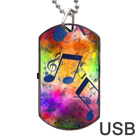 Music Texture, Grunge Music Background Dog Tag USB Flash (One Side) from ArtsNow.com Front