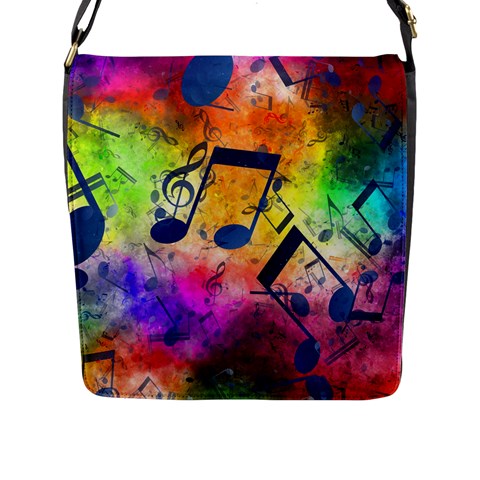 Music Texture, Grunge Music Background Flap Closure Messenger Bag (L) from ArtsNow.com Front