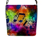 Music Texture, Grunge Music Background Flap Closure Messenger Bag (L)