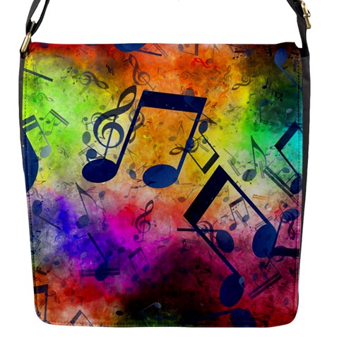 Music Texture, Grunge Music Background Flap Closure Messenger Bag (S) from ArtsNow.com Front