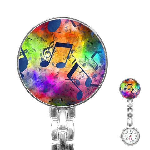 Music Texture, Grunge Music Background Stainless Steel Nurses Watch from ArtsNow.com Front