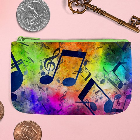 Music Texture, Grunge Music Background Large Coin Purse from ArtsNow.com Front