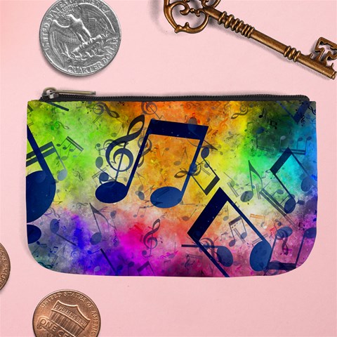 Music Texture, Grunge Music Background Large Coin Purse from ArtsNow.com Front