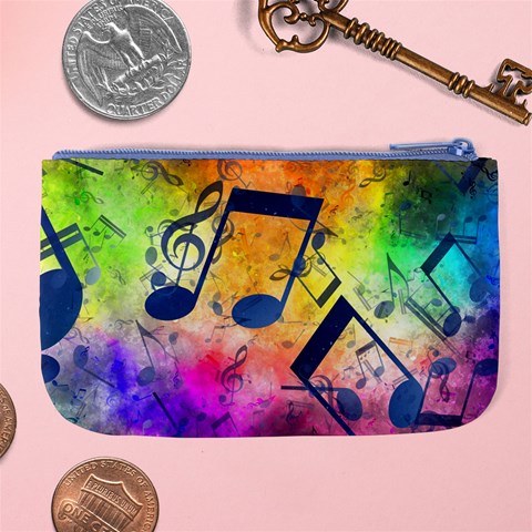 Music Texture, Grunge Music Background Large Coin Purse from ArtsNow.com Back