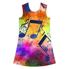 Music Texture, Grunge Music Background Kids  Short Sleeve Velvet Dress from ArtsNow.com Front