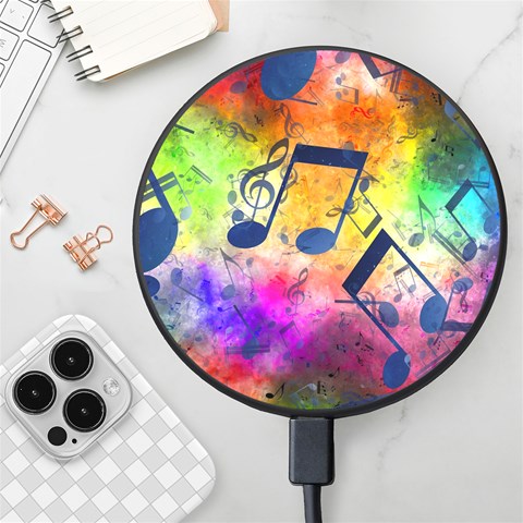 Music Texture, Grunge Music Background Wireless Fast Charger(Black) from ArtsNow.com Front