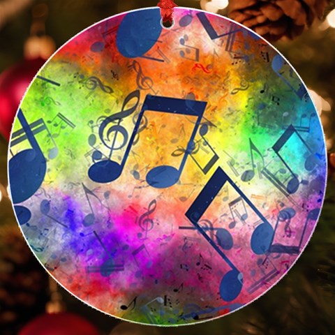 Music Texture, Grunge Music Background UV Print Acrylic Ornament Round from ArtsNow.com Front