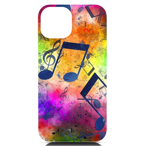 Music Texture, Grunge Music Background iPhone 14 Black UV Print Case from ArtsNow.com Front