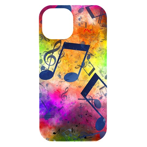 Music Texture, Grunge Music Background iPhone 15 Black UV Print PC Hardshell Case from ArtsNow.com Front