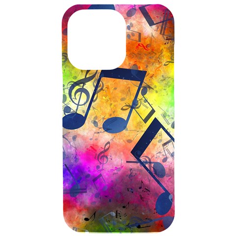 Music Texture, Grunge Music Background iPhone 15 Pro Max Black UV Print PC Hardshell Case from ArtsNow.com Front