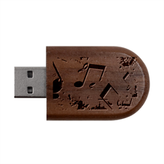 Music Texture, Grunge Music Background Wood Oval USB Flash Drive from ArtsNow.com USB