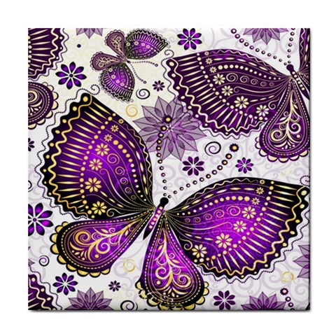 Purple Butterflies, Abstract, Floral, Flowers Tile Coaster from ArtsNow.com Front