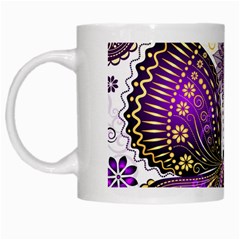 Purple Butterflies, Abstract, Floral, Flowers White Mug from ArtsNow.com Left