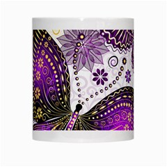 Purple Butterflies, Abstract, Floral, Flowers White Mug from ArtsNow.com Center