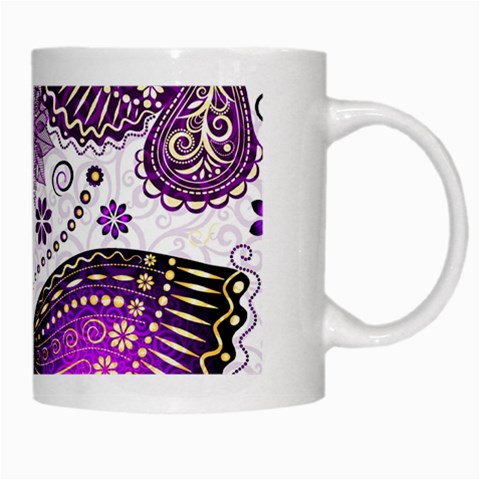 Purple Butterflies, Abstract, Floral, Flowers White Mug from ArtsNow.com Right